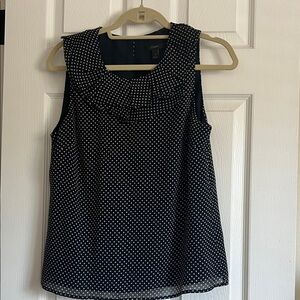 J. Crew navy and white  Polka Dot Sleeveless Blouse